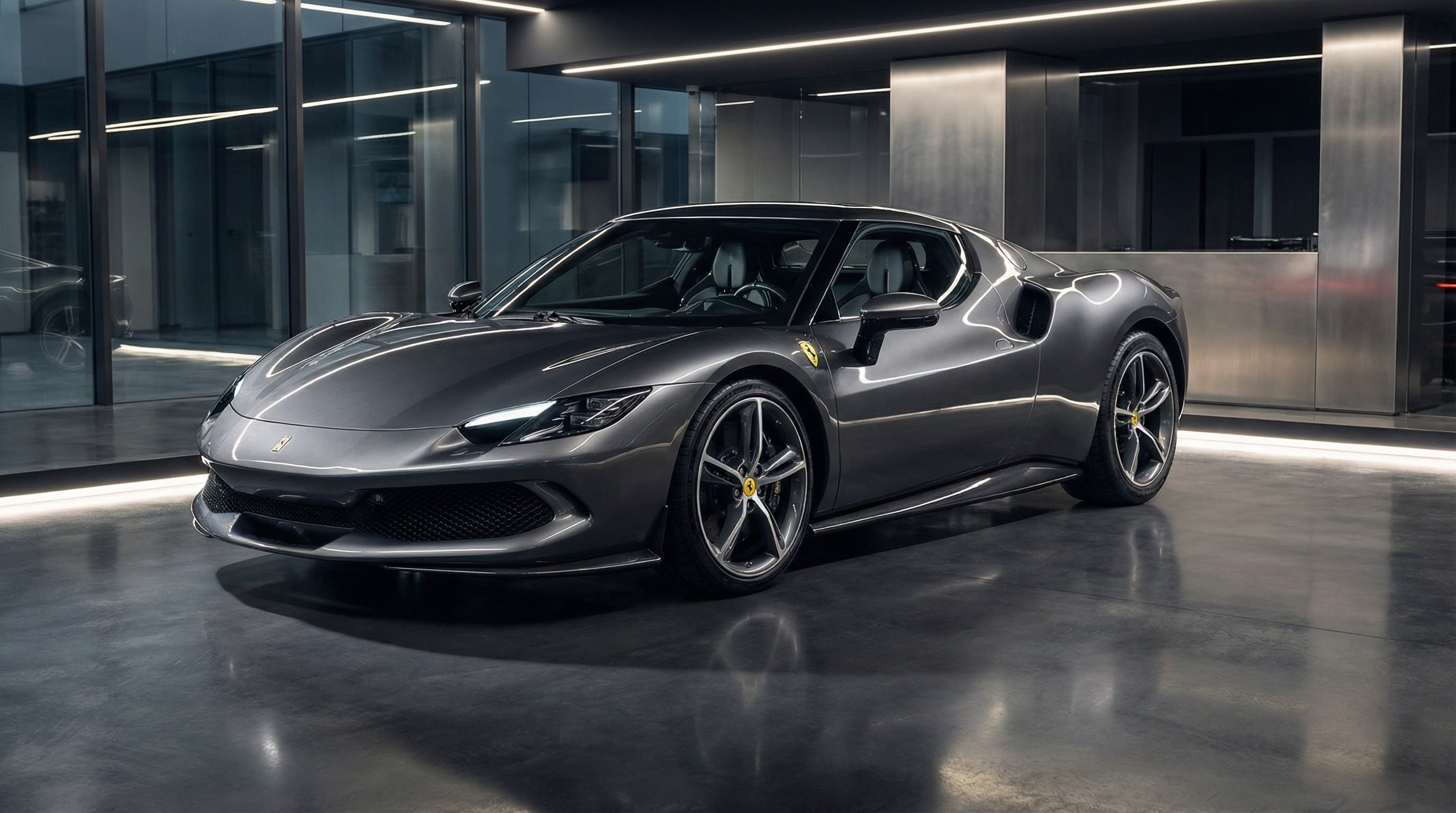 Luxury car in showroom